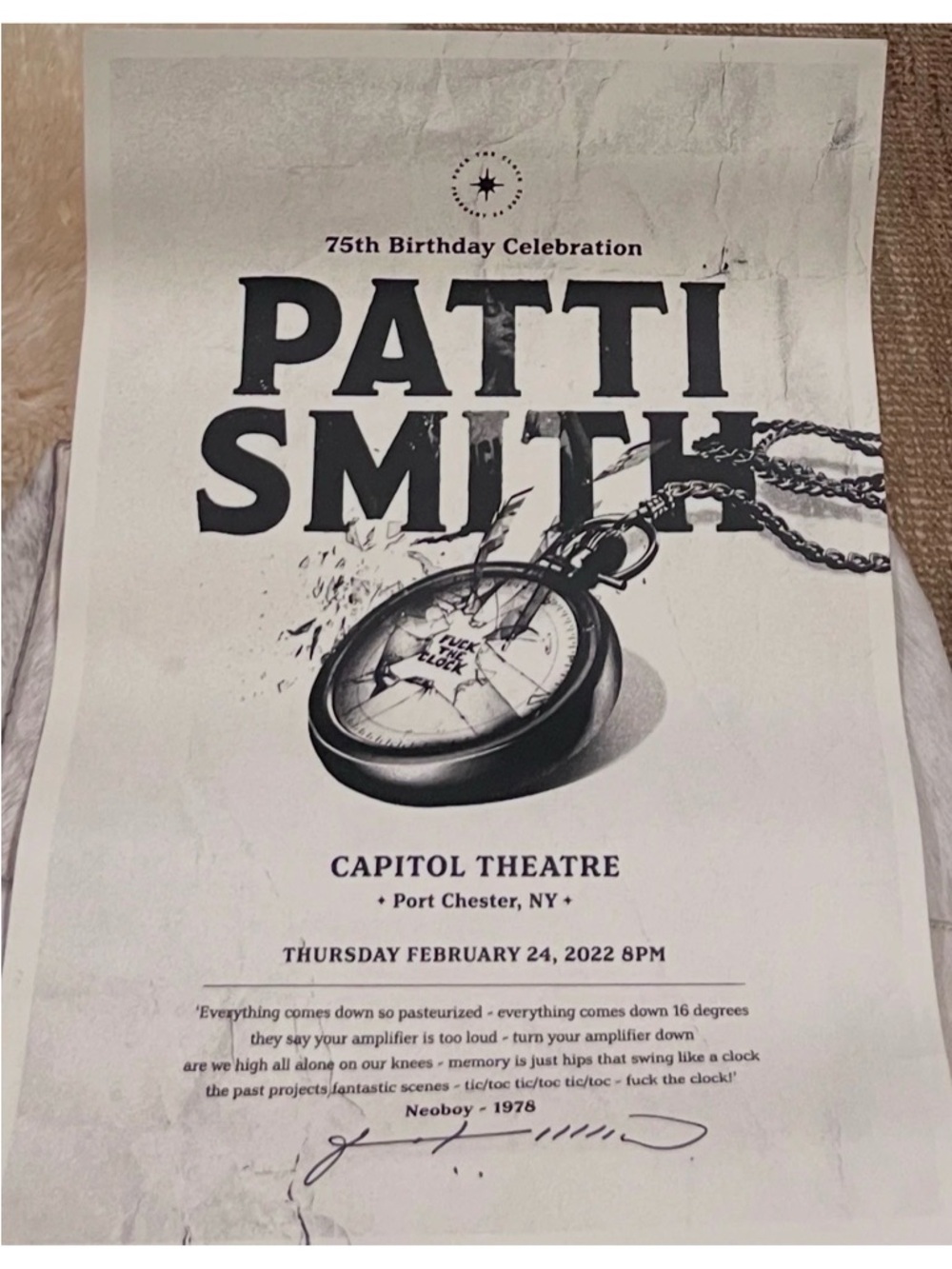 Patti Smith 75th Birthday Celebration Poster - Signed